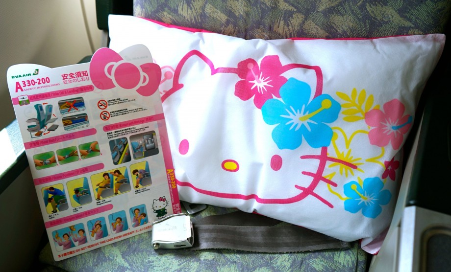 EVA Air Hello Kitty Safety Brochure & Seat Pillow - AspirantSG