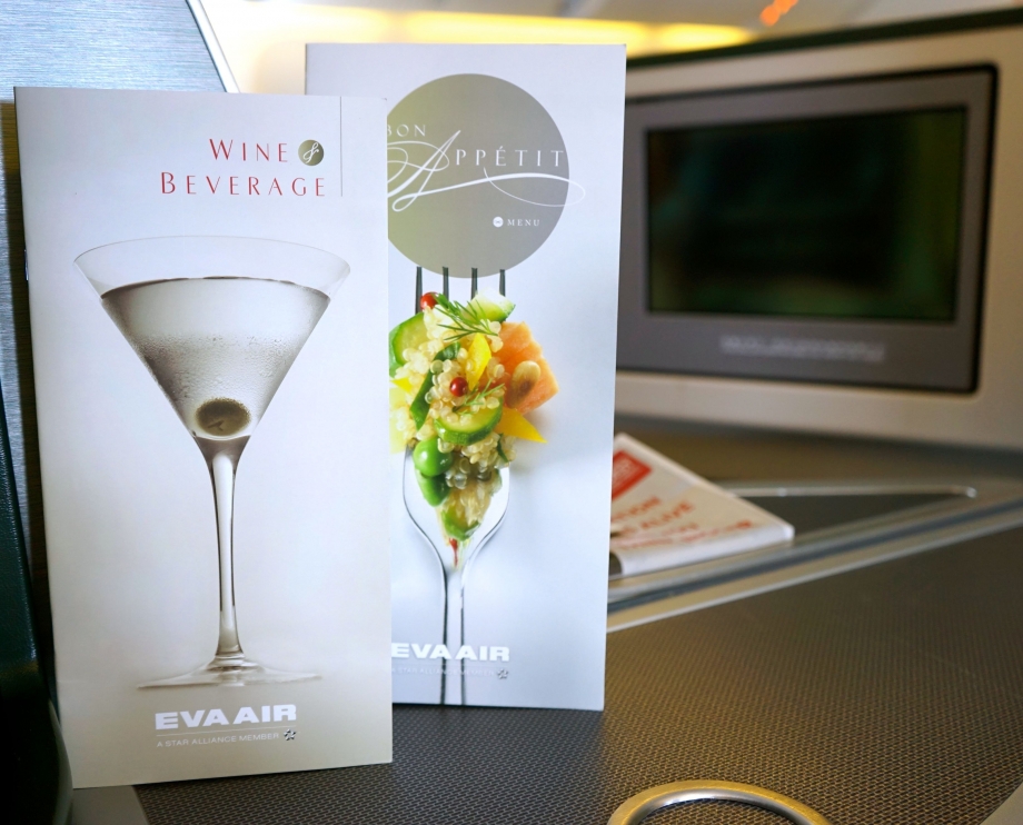 Menu On EVA Air Royal Laurel Class - AspirantSG