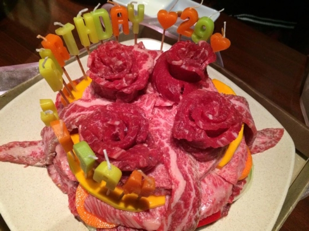 Happy Birthday With A Meat Cake In Japan - AspirantSG