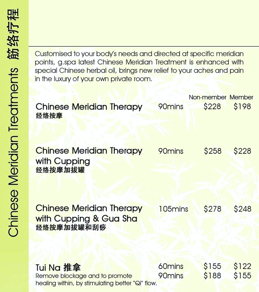 G.Spa Chinese Meridian Treatments - AspirantSG