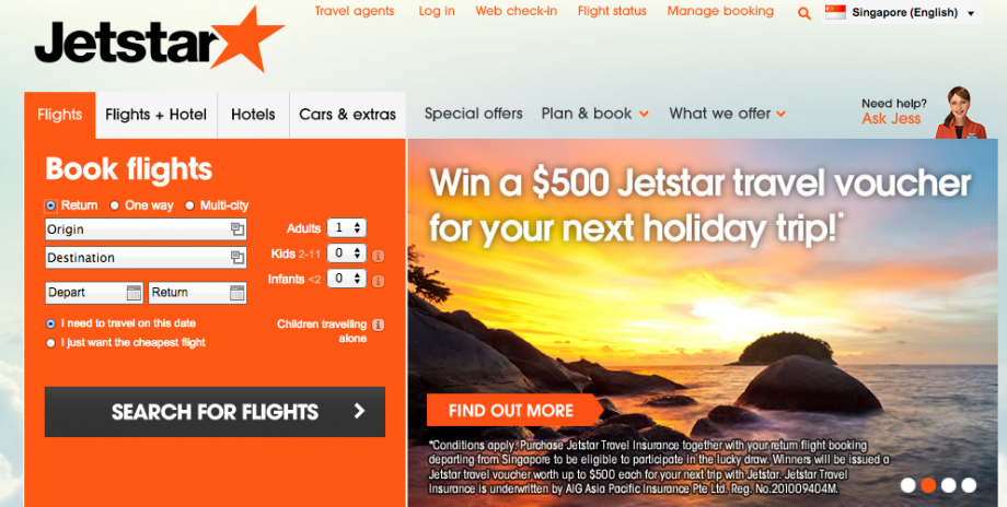 JetStar Website - AspirantSG