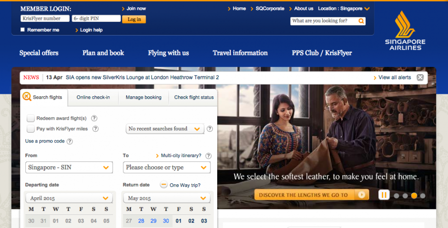 Singapore Airlines Website - AspirantSG