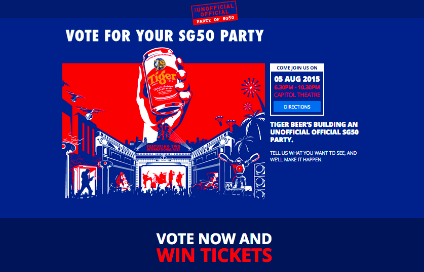Vote For Tiger Beer SG50 Party Online - AspirantSG
