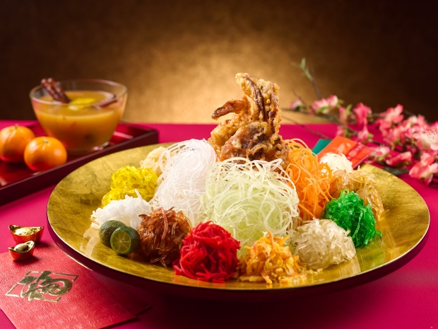 Fruitfull Yusheng with Fruity Sauce Served with Soft-Shell Crab - AspirantSG