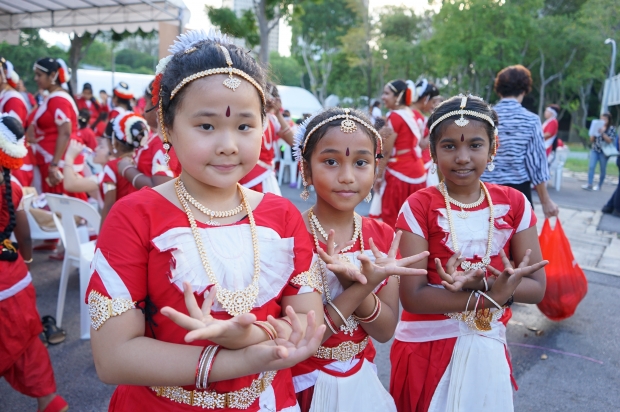 Anicia Chan performing in the Indian Dance performance at Chingay 2016 with her Indian friends - AspirantSG