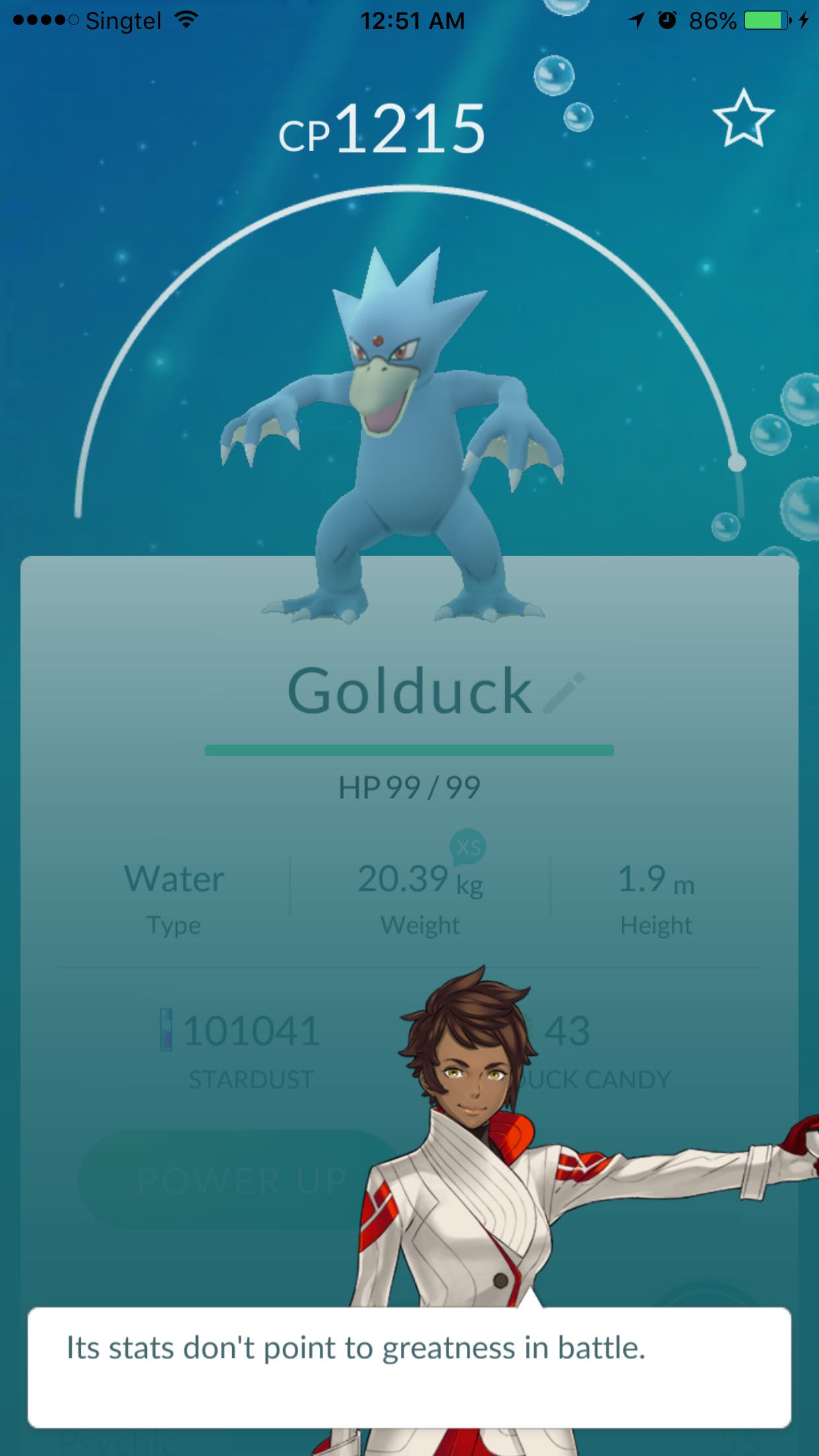 Golduck Appraisal By Pokemon Go Team Leader - AspirantSG